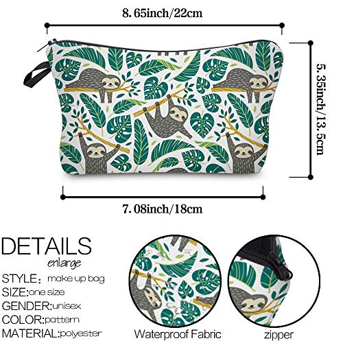 Deanfun Makeup Case Small, Cosmetic Zipper Bag Waterproof for Purse Mini, Women Cute Traveling Accessories Pouch for Ladies Thanksgiving Sloth D2-51476 - color: Sloth D2-51476
