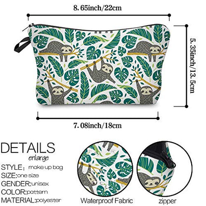 Deanfun Makeup Case Small, Cosmetic Zipper Bag Waterproof for Purse Mini, Women Cute Traveling Accessories Pouch for Ladies Thanksgiving Sloth D2-51476 - color: Sloth D2-51476