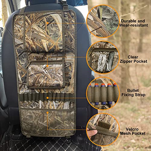 MYDAYS 2 Pack Seat Back Gun Rack, Camo Front Seat Gun Organizer with Bullet Pocket Vehicle Gun Holder for Hunting Rifles/Shotguns - color: Camo5
