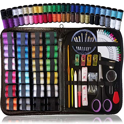 ARTIKA Sewing Kit for Adults and Kids (119 PCS) - Small Beginner Set w/Multicolor Thread, Needles, Scissors, Thimble & Clips - Emergency Repair and Travel Kits - Sewing Accessories and Supplies - style: Sewing kit 119 PCS