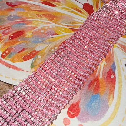 Munyee Hua Rhinestone Mesh Wine Bag Champagne Bottle Tote with Handle Reusable Gift Pouch Crystal Carrier Sparkly Bling Wedding Party Bridesmaid Gift Housewarming Holiday (Pink Handle Pink Rhinestone) - color: Pink Handle Pink Rhinestone