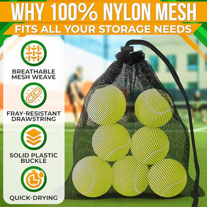5Pcs Small Mesh Bags Drawstring Black Nylon – 11.8x7.48" Secure Cinch-Top, Mesh Bag for Tennis, Pickleball, Golf, Travel, Beach, Sports Equipment, and Mushroom Foraging – Quick-Dry and Tear-Resistant - style: Mesh Bags