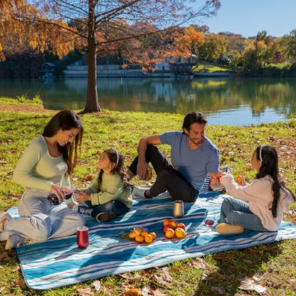 BRAWNTIDE Large Waterproof Outdoor Blanket, Extra Thick Fleece, Warm, Windproof & Sandproof, Quilted Stadium Blanket for Sports Events, Beach, Camping, Picnics, Dogs & Car, 82" x 55 - color: Teal Green