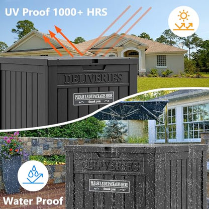 LHBGO Package Delivery Box for Outside, 48 Gallon Storage with Lockable Secure, Large Resin Outdoor Package Drop Container - color: Black