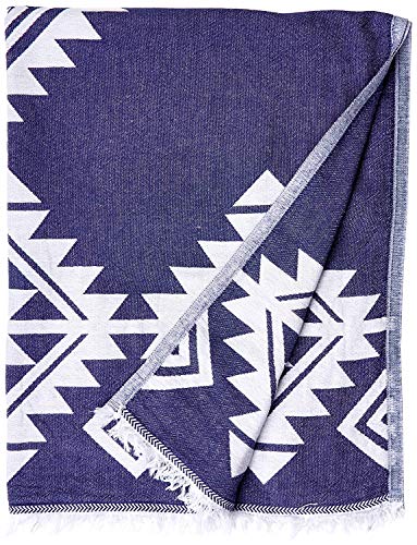 Bersuse 100% Cotton Yucatan Turkish Towel - 39x71 Inches, Dark Blue - color: Dark Blue