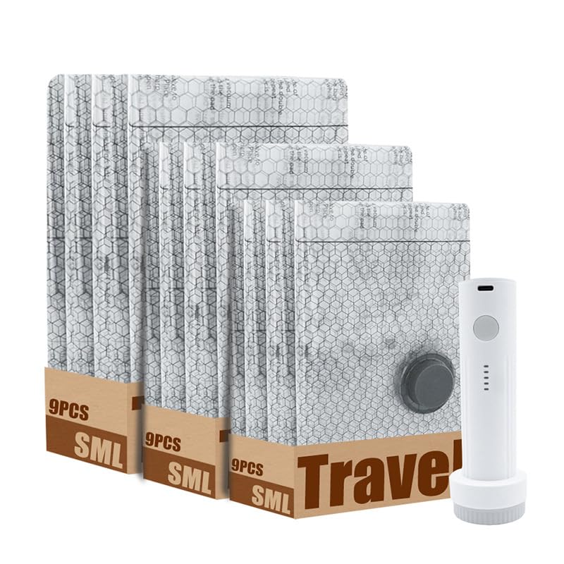 Vacuum Seal Bags for Clothing Travel, 13 Pack Vacuum Storage Bags for Clothes with Portable Electric Pump, Space Saver Bags for Luggage Traveling and Clothing (13 combo bags + wireless pump) - style: 13 combo bags + wireless pump