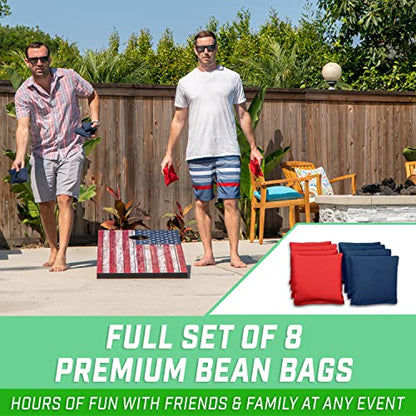 GoSports Portable Cornhole Sets, 8 Styles – Choose 4 x 2 ft or 3 x 2 ft - Boards Include 8 Bean Bags, Travel Case, and Game Rules - style: 4 x 2 ft American Flag