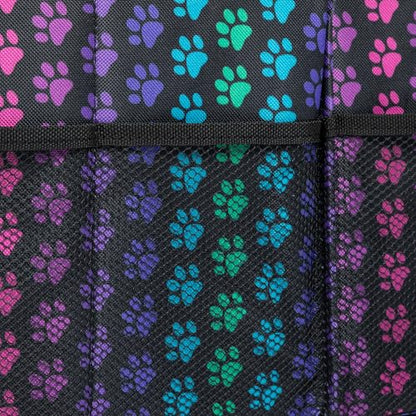 GreaterGood Paws Car Trunk Organizer Foldable Storage Bin with Handles Non Slip Base Pet Gear Travel Tote for SUV Truck (Rainbow Paws) - color: Rainbow Paws