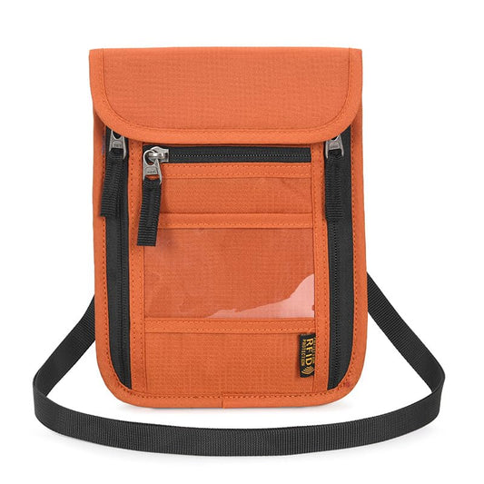 Passport Holder for Travel, Neck Pouch Travel Wallet With RFID Blocking, Waterproof Lightweight Passport Wallet for Women and Men (Orange) - color: Orange