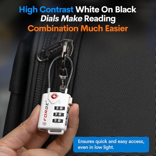 TSA Approved Cable Luggage Locks, Re-settable Combination with Alloy Body (White 4 Locks) - color: WHITE 4PK