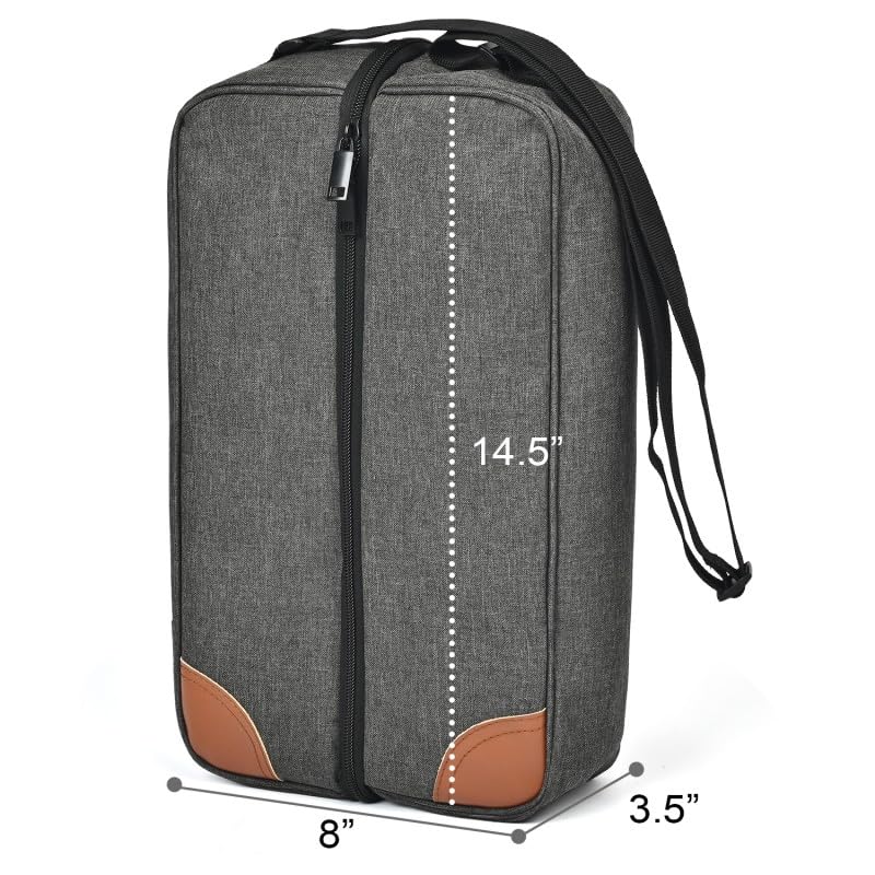 Wine Bag,Insulated Cooler Bag with Wine Glasses Steel Corkscrew Bottle Opener and Napkins Portable Wine Gift Bag for Picnics,Party,Travel (Gray)