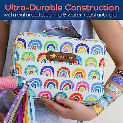 KeepGoing Large Home First Aid Kit for Kids – 270 Pc. for Car, Home, Dorm, & Boat with Latex-Free Bandages – 10 x 7 x 3.5 in. Travel First Aid Kit (Sunny Rainbow) - style: Sunny Rainbow