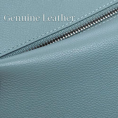 Bveyzi Ultra Slim Thin Leather RFID Blocking Credit Card Holder Bifold Clutch Wallets for Women - color: Blue Grey