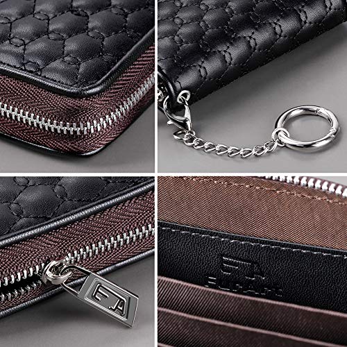 FurArt Zipper Wallet Women, RFID Blocking Credit Card Wallet, Business Card Holder, Compact Size KeyChain Wallet - color: Honeycomb Black