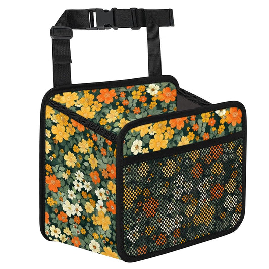 Car Backseat Organizer, PU Leather Back of Seat Cars Hanging Organizer with Pockets Leakproof Car Garbage Bag Hanging Cars Seat Storage Box Travel Accessories Foldable (Flowers Green) - color: Flowers Green
