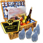 Nature Gear Picnic Basket, Wicker Basket with Handle for Outdoors, Insulated Woven Basket, Includes a Service Kit of Dinnerware & Wine Glasses, Picnic Basket Set for 4, Blue & White - color: Blue & White