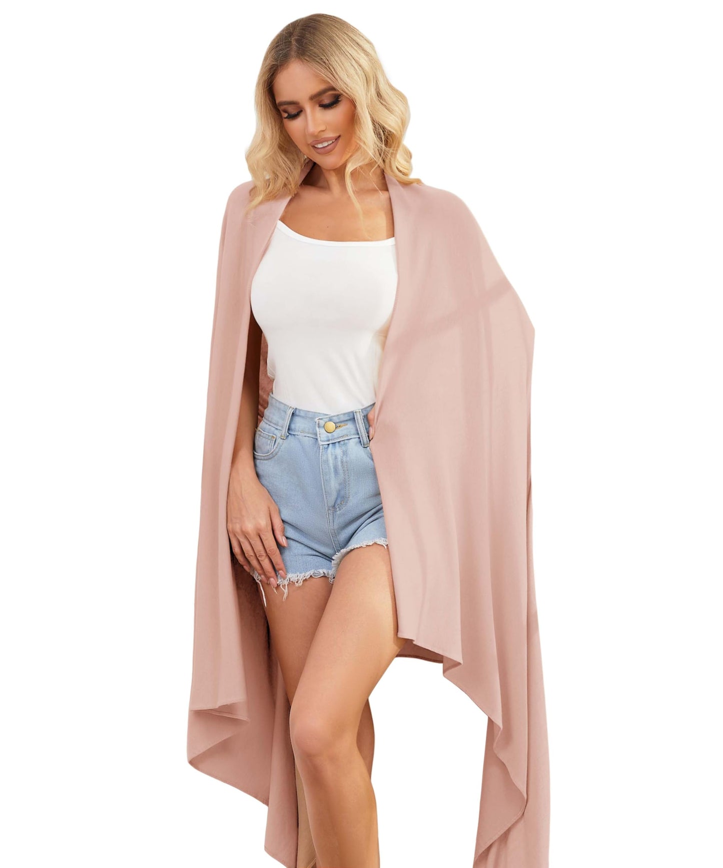 Tencel Cashmere Shawl Wraps for Women,Pashmina Stole Airplane Travel Wool Scarf Blanket Wrap Lightweight UPF 50+ - color: Pink