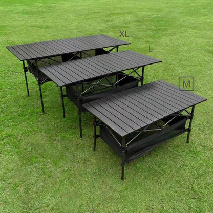 WUROMISE Lightweight Aluminum Folding Camping Table (37.13” x 21.57” x 19.69”), Portable Roll-Up Design for Outdoor, Camping, Beach, BBQ, Patio, and Picnic, Durable & Waterproof with Carrying Bag - size: Medium
