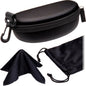 MyEyeglassCase Sports Sunglasses Case and Slim wallet Semi hard large glasses case w/belt clip soft pouch & cloth - color: B15hc Black/Black1