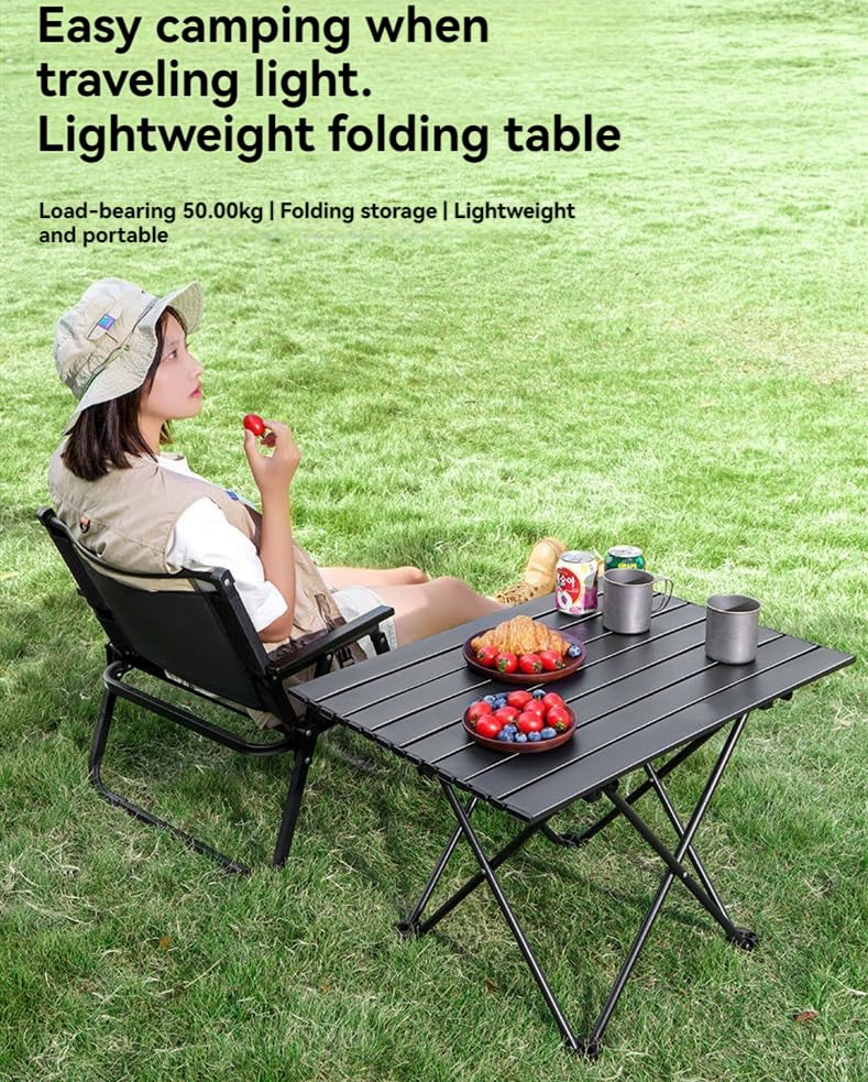 Folding Camping Table – Ultralight Aluminum Portable Table for Camping, Hiking, Backpacking, Picnic, Beach, BBQ – Compact Lightweight Collapsible Travel Side Table for Outdoor, RV, (1) - size: Small