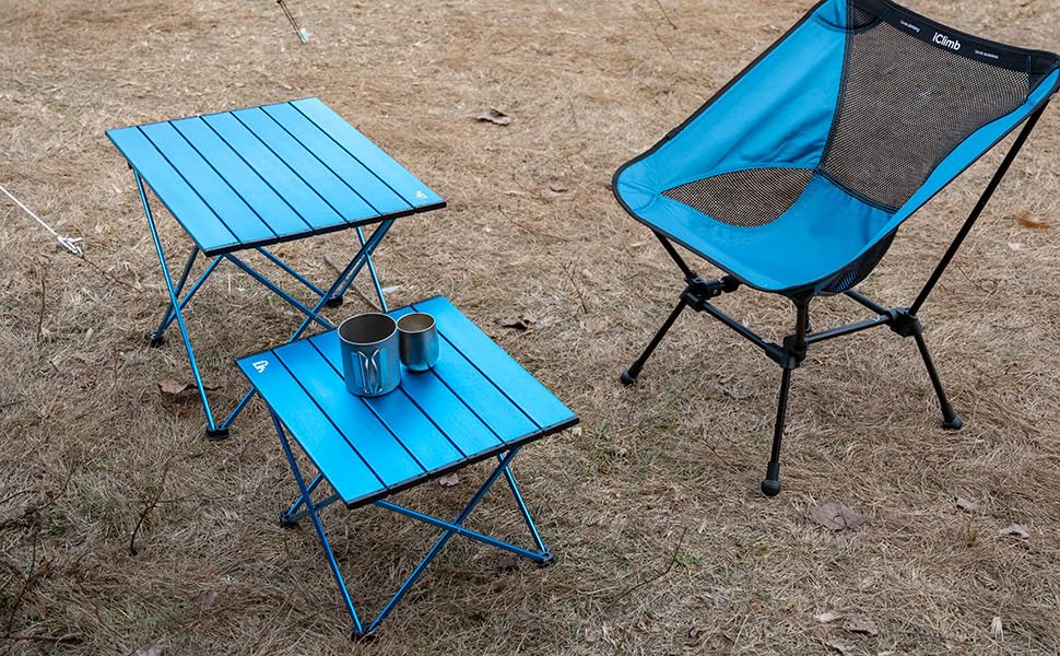 iClimb Ultralight Compact Camping Folding Table with Carry Bag (Blue - S) - color: Blue, size: Small