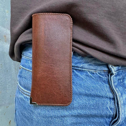Orsus Soft Glasses Case with Belt Clip & Card Pocket, PU Leather Eyeglass Sunglasses Case Pouch Felt Lining - color: Brown
