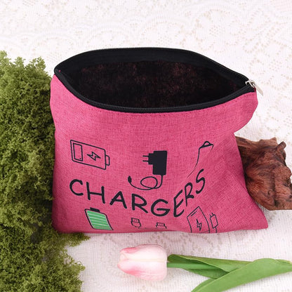 ShiQiao Spl Chargers Cables Storage Bag Travel Cable Storage Organizer Bag Chargers Makeup Cosmetic Bag Pouch Electronic Charging Organizer for Women Birthday Christmas Gifts for Daughter Friend - style: Pink Charger