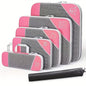 6Pcs Compression Packing Cubes Set, Waterproof Travel Luggage Organizer with Drawstring Bag, Lightweight Nylon Suitcase Storage Bags for Travel Camping Business Trip - color: Pink