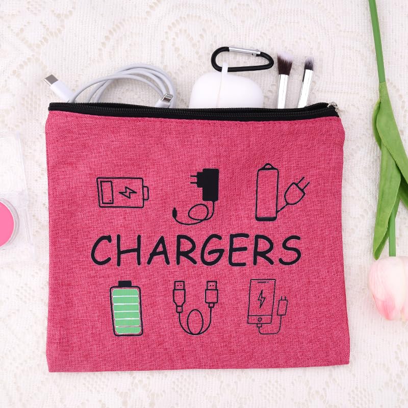 ShiQiao Spl Chargers Cables Storage Bag Travel Cable Storage Organizer Bag Chargers Makeup Cosmetic Bag Pouch Electronic Charging Organizer for Women Birthday Christmas Gifts for Daughter Friend - style: Pink Charger