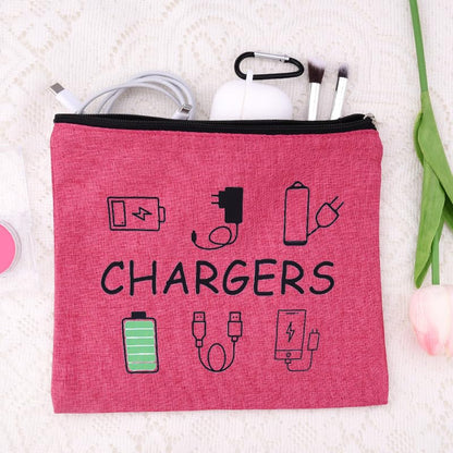 ShiQiao Spl Chargers Cables Storage Bag Travel Cable Storage Organizer Bag Chargers Makeup Cosmetic Bag Pouch Electronic Charging Organizer for Women Birthday Christmas Gifts for Daughter Friend - style: Pink Charger