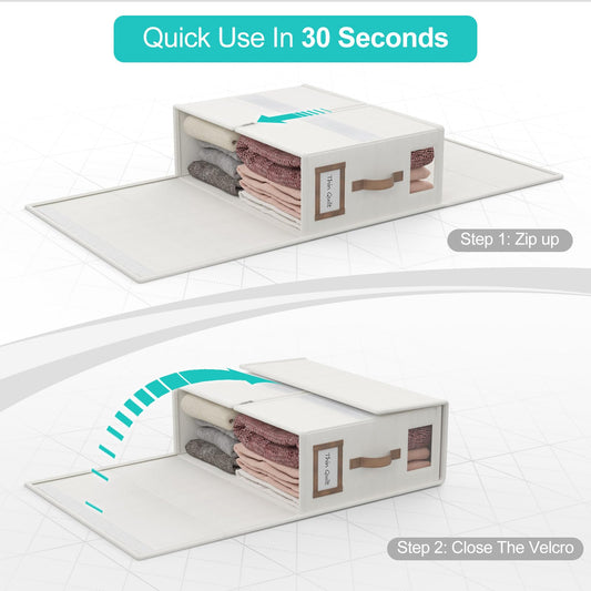 4 Pack Foldable Bed Sheets Set Organizers and Storage(Cal King Size),Linen Fabric Closet Organizers with Window,Folding Bedding Storage Box for Bedsheets and Pillow Cube Organizer-White - color: White, size: 4 Pack-Cal King Size-5.2 Gal