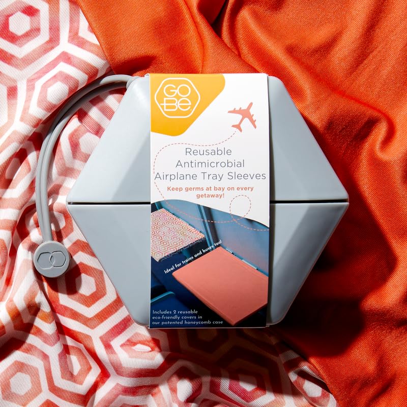 Go-Be Sleeves Airplane Tray Covers for Adults 2-Pack Classics Airplane Tray Covers - Apricot Hex/Apricot Solid - color: Apricot Hex/Apricot Solid