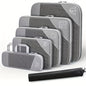 6Pcs Compression Packing Cubes Set, Waterproof Travel Luggage Organizer with Drawstring Bag, Lightweight Nylon Suitcase Storage Bags for Travel Camping Business Trip - color: Grey