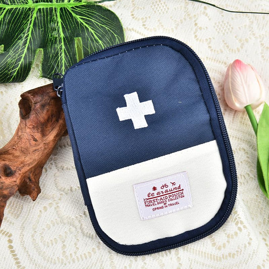 Portable Medical Kit First Aid Bag Small Medicine Organiser Travel Medical Pouch for Women Men Blue Medicine Case Holiday Camping Medicines Organizer Travel Case First 1st Aid Pouch - color: blue