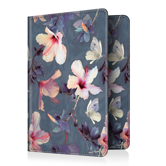 FINTIE Passport Holder, Slim Travel Wallet RFID Blocking Card Case Cover Passport Cover Protector Essentials with Credit Card Slots for Women/Men | Slim - color: blooming hibiscus