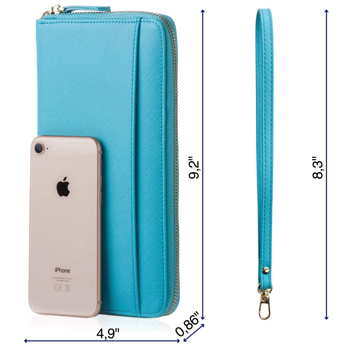 Travel Document Organizer - RFID Passport Wallet Case Family Holder Id Wristlet - color: Family Aqua Blue