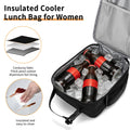 Lunch Box for Women Men Adult Insulated Lunch Bag Women Men Small Reusable Lunchbox for Work Picnic Travel (Black) - color: Black