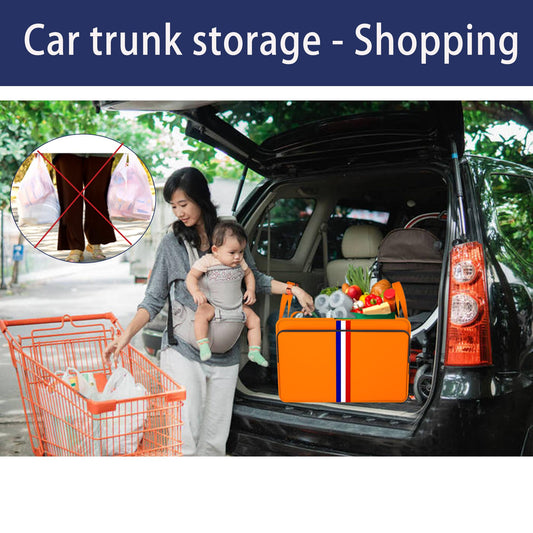 Homeve Trunk Organizer for Car, Waterproof Collapsible 3 Compartments Car Organizer, Foldable Storage for Car Accessories, Tools, Sundries for Women Men, Tote Bag (Orange, Standard) - color: Orange