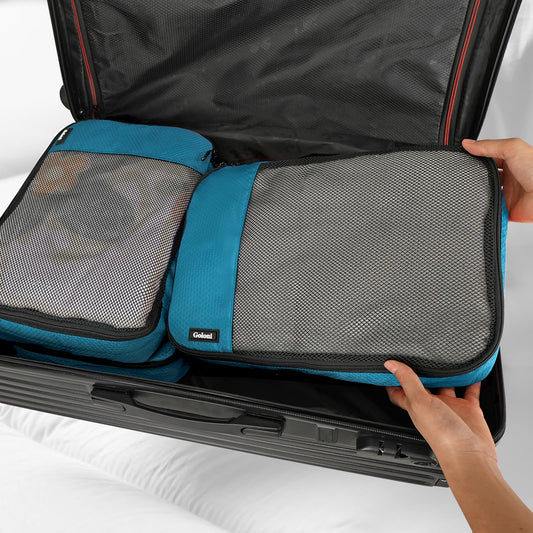 Packing Cubes for Travel Essentials,4 Set Packing Cubes for Suitcases,Lightweight Mesh Luggage Organizer Bag,Blue - color: Blue